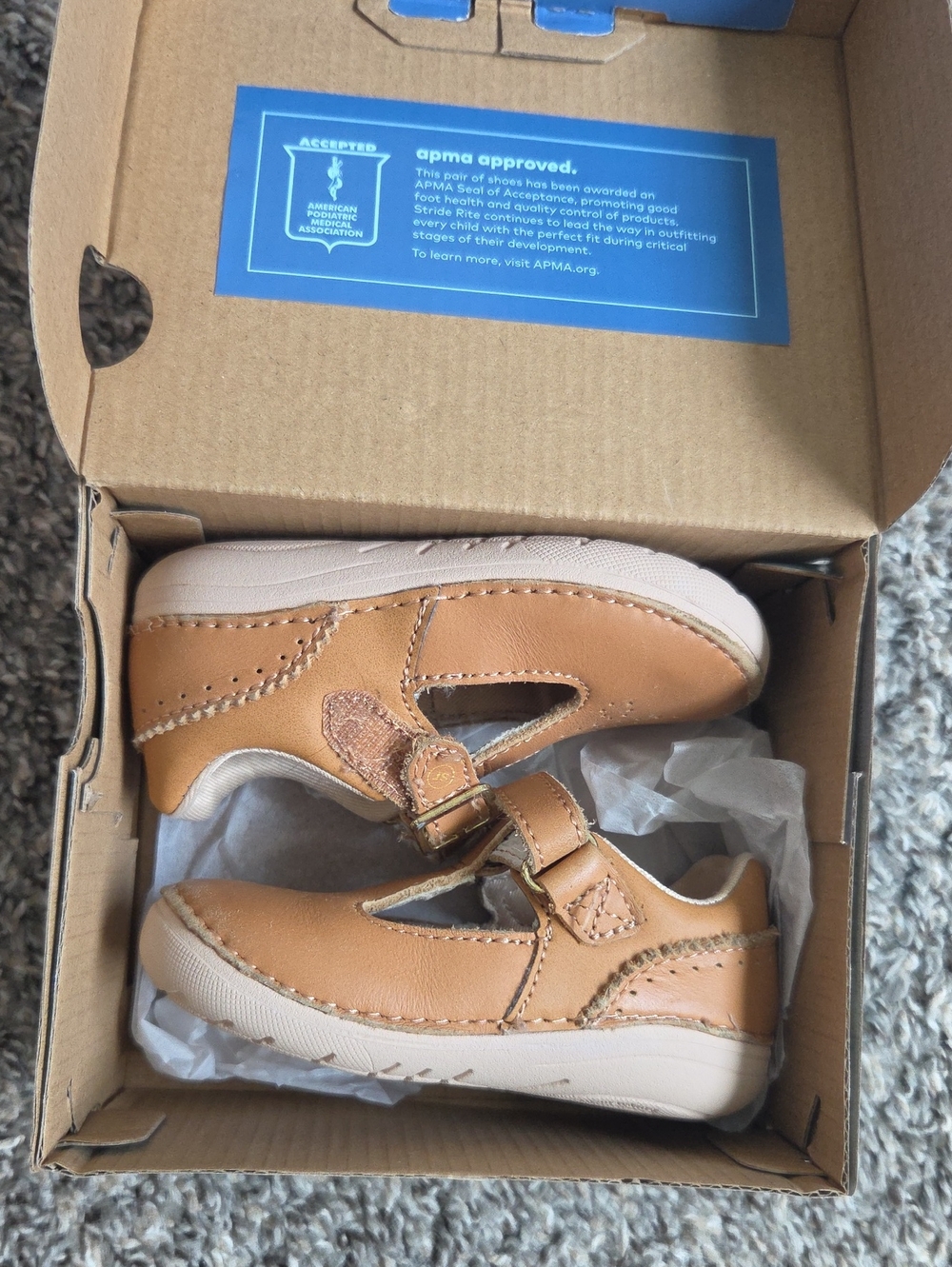Stride Rite Tan Leather Mary Jane Walker Shoes